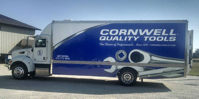 Partial box truck wrap for Cornwell Tools