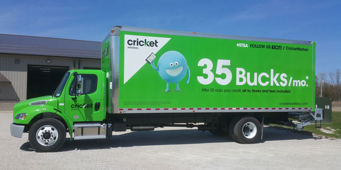 Full box truck wrap for Cricket Wireless