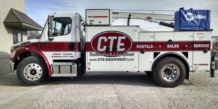 Partial bucket truck wrap for Custom Truck One Source