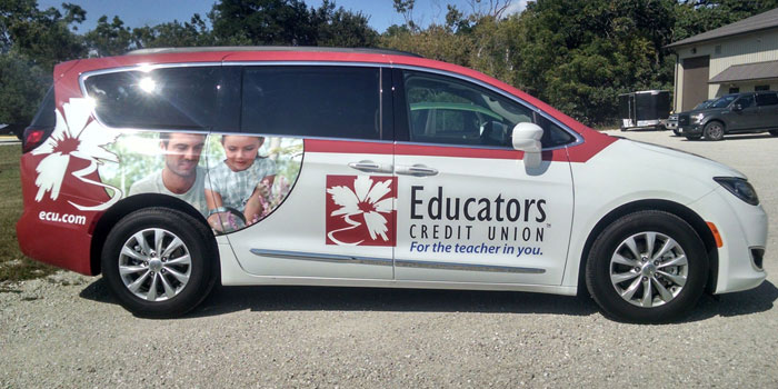 Partial car wrap for Educators Credit Union