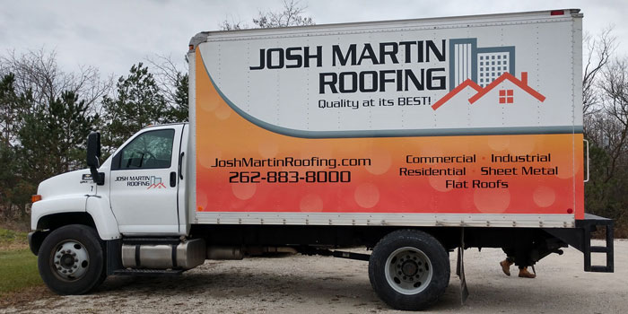 Partial box truck wrap for Josh Martin Roofing