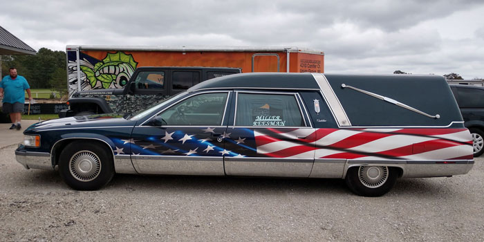 Full wrap on a Cadillac Hearse for Miller-Reeseman Funeral Home