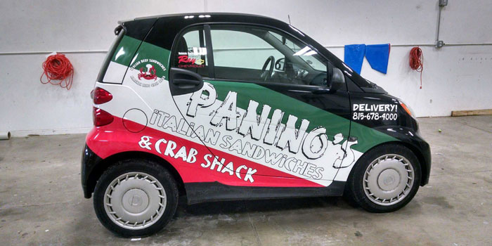 Partial Smart Car wrap for Paninos