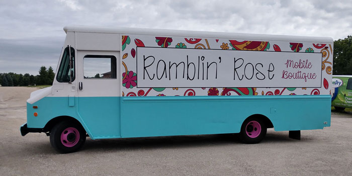 Partial step van wrap for Ramblin' Rose Mobile Boutique