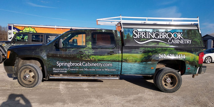 Full wrap on a GMC Dually for Springbrook Cabinetry
