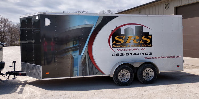 Partial trailer wrap for SRS Roofing