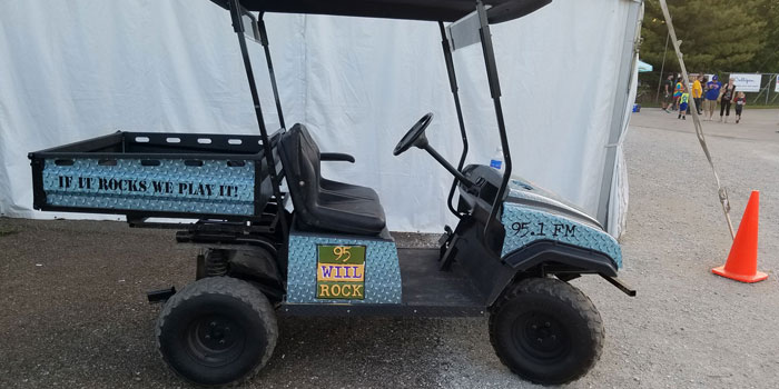 Full golf cart wrap for 95 WIIL Rock